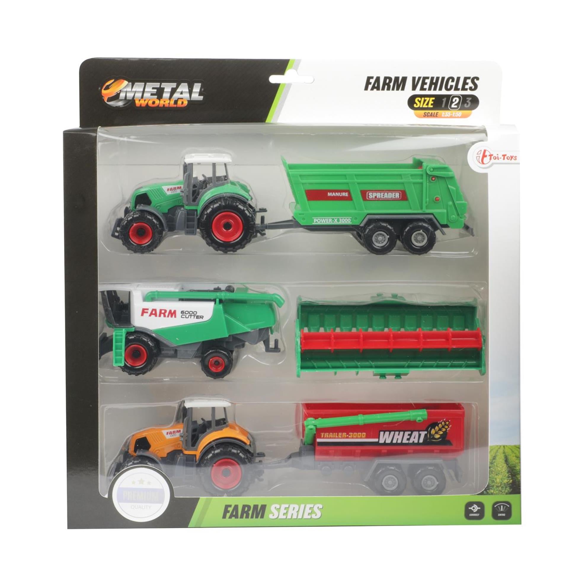 Metalen Tractor met Aanhanger, 6dlg.