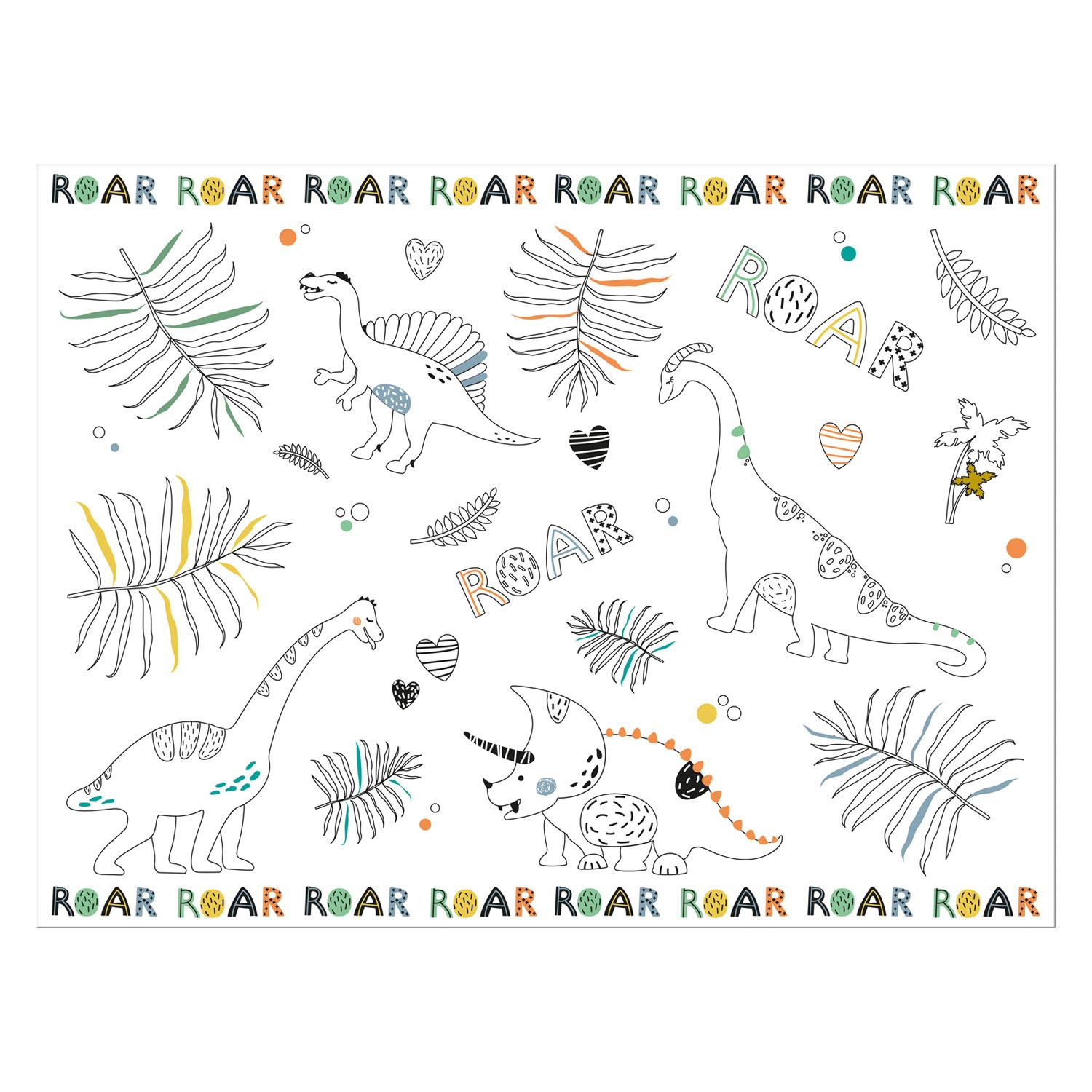 Folat bv kleurplaat placemat dino roars, 6st.