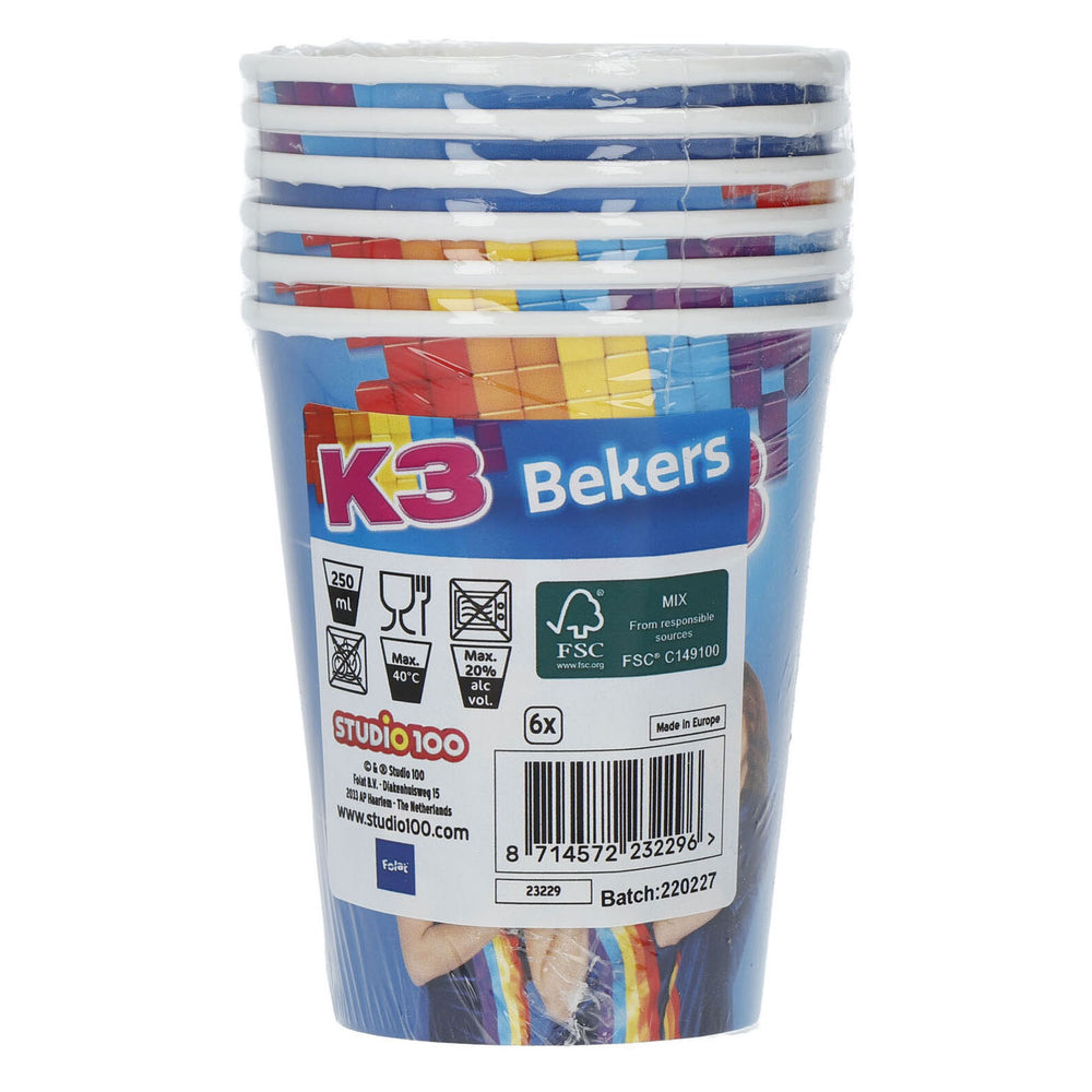 Folat bv k3 cups, 6 pcs.