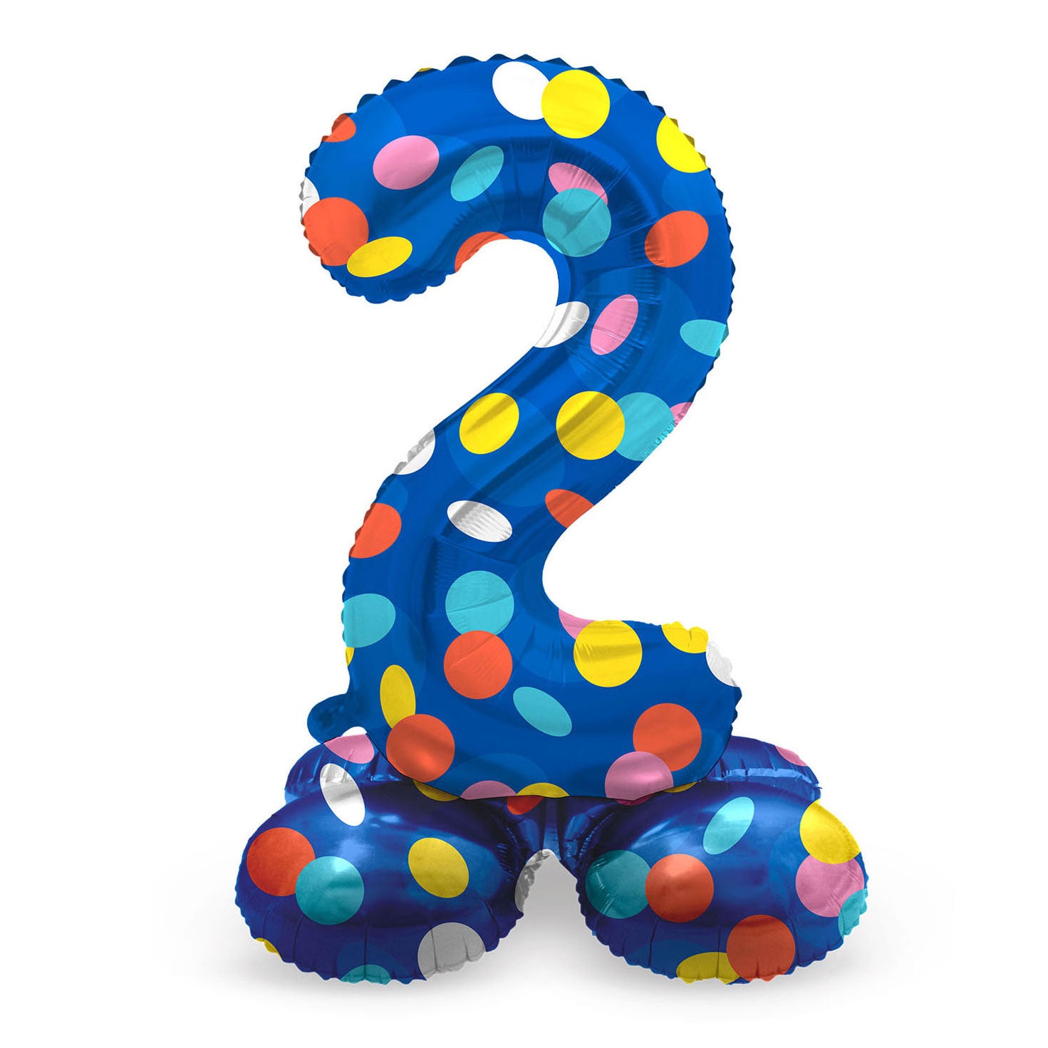 Staande Folieballon Kleurrijke Stippen Cijfer 2 - 72cm