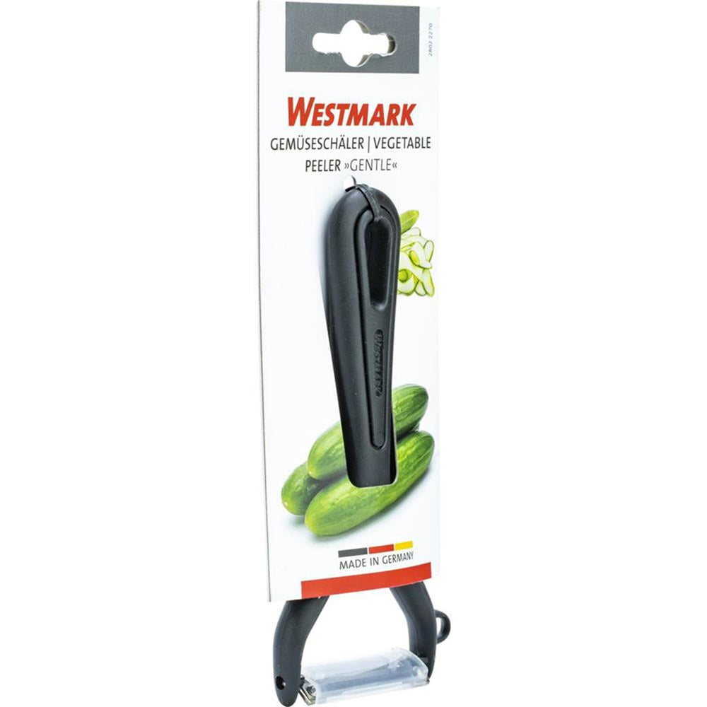 Westmark groente- en aspergeschiller met uitsteker, gentle, roestvrijstalen mes, met mesbeschermer, kleur: zwart, 28022270