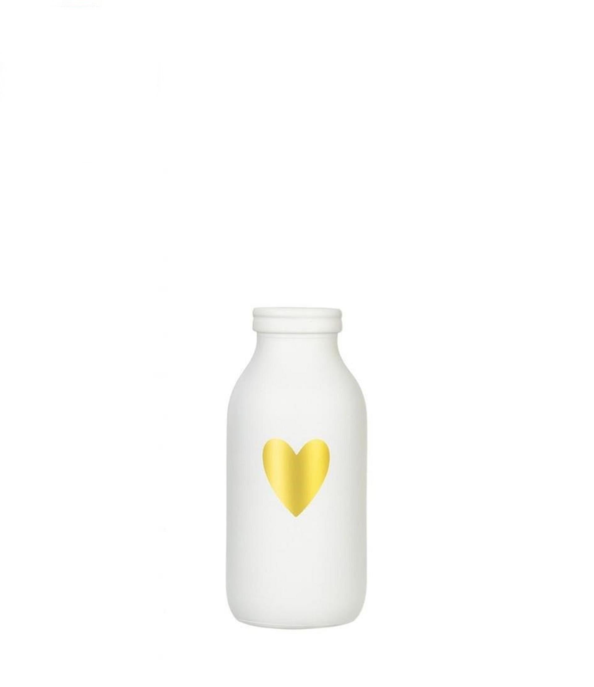 Ideas 4 seasons fles vaas glas wit met gouden hart ã˜4.8xh10,4cm