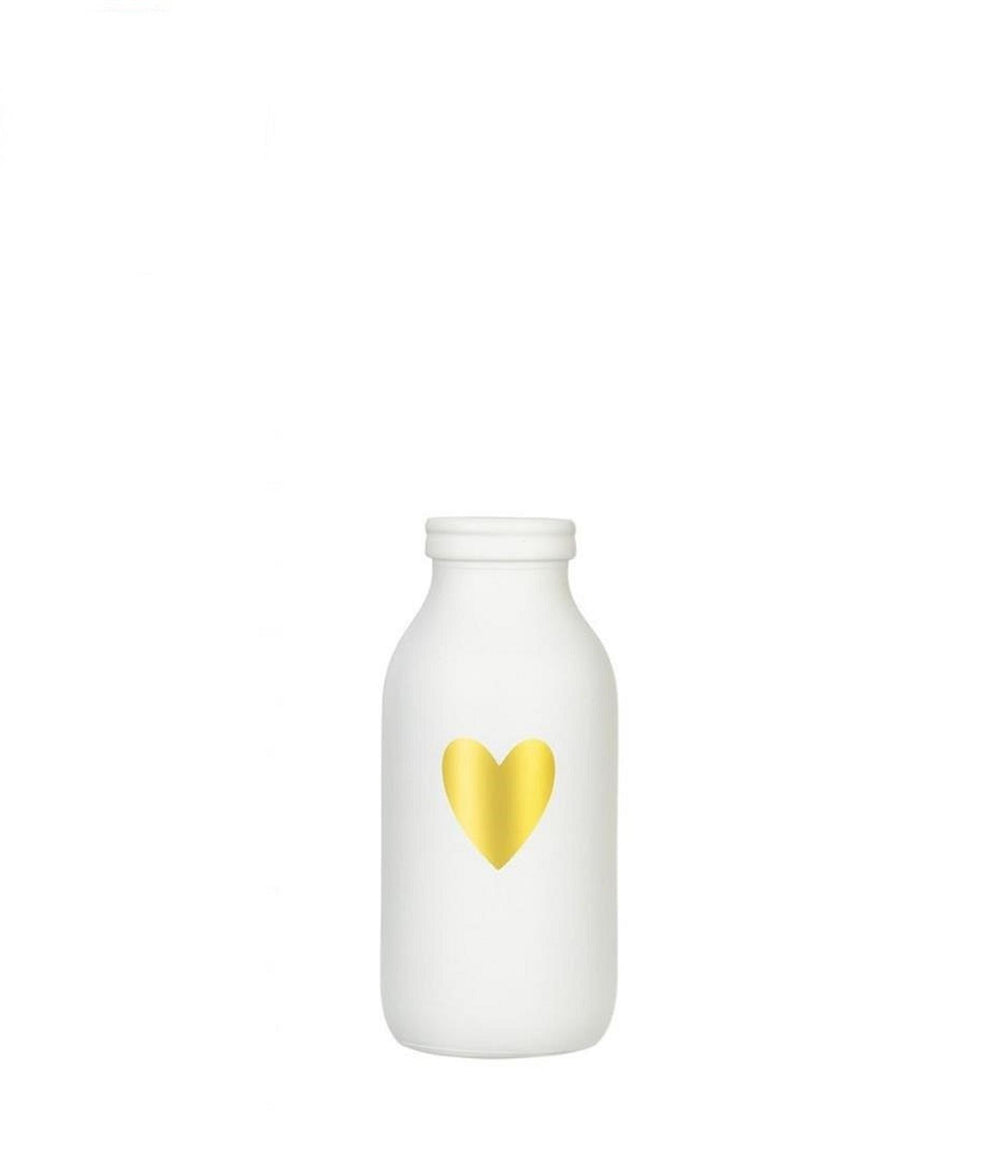Ideas 4 seasons fles vaas glas wit met gouden hart ø4.8xh10,4cm