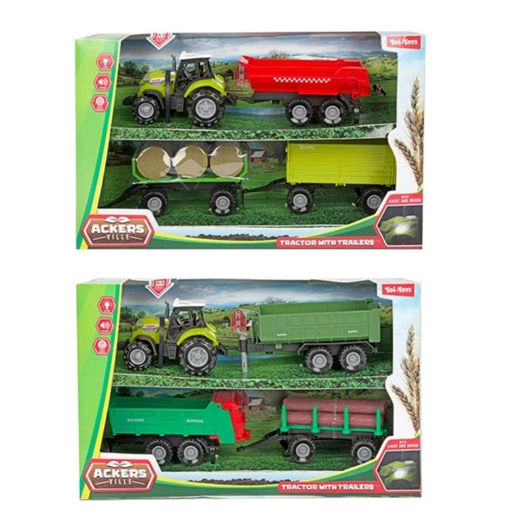 Toi-toys toi toys ackers ville tractor set met 3 trailers 10cm
