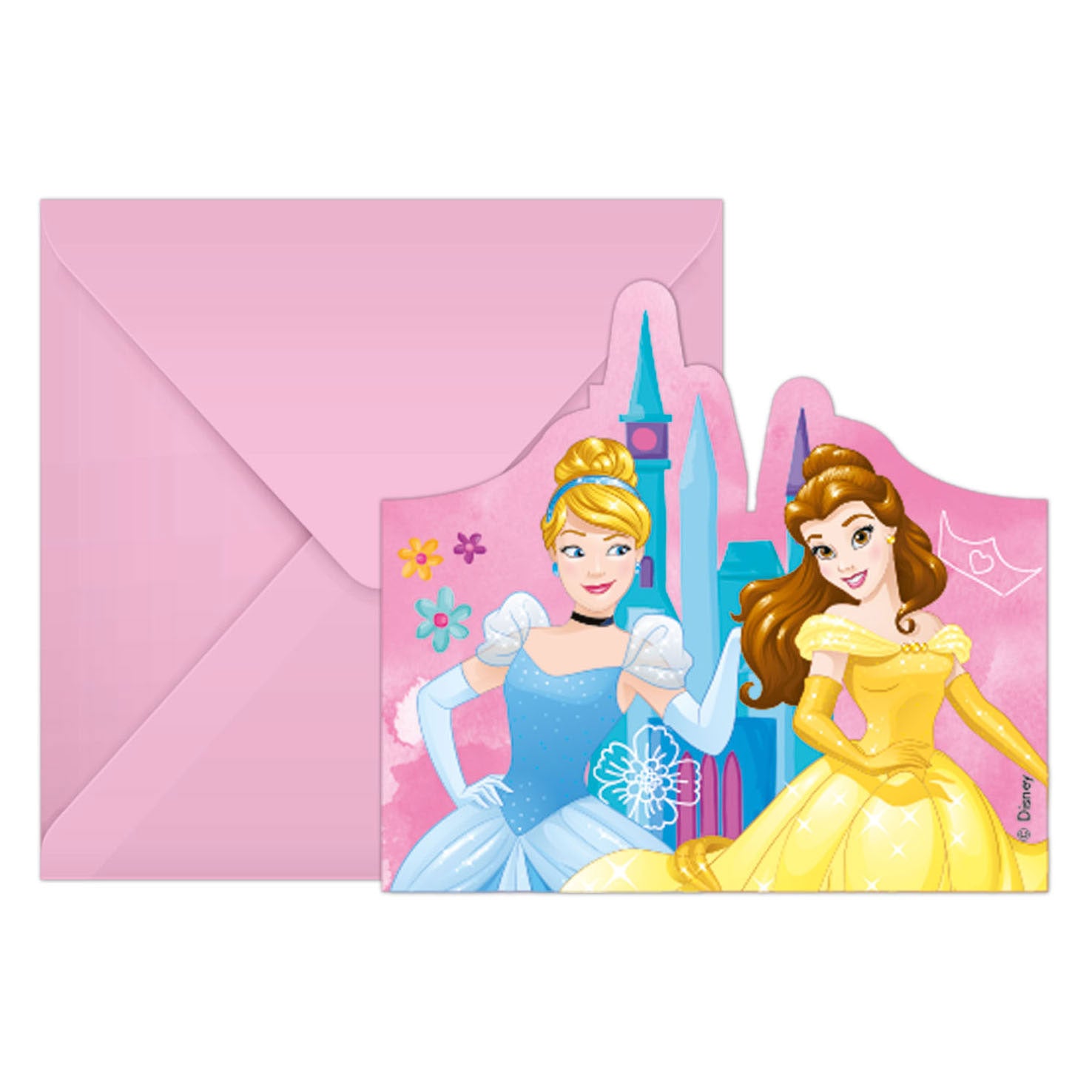 Globos uitnodigingen en enveloppen fsc disney princess live your story, 6st.