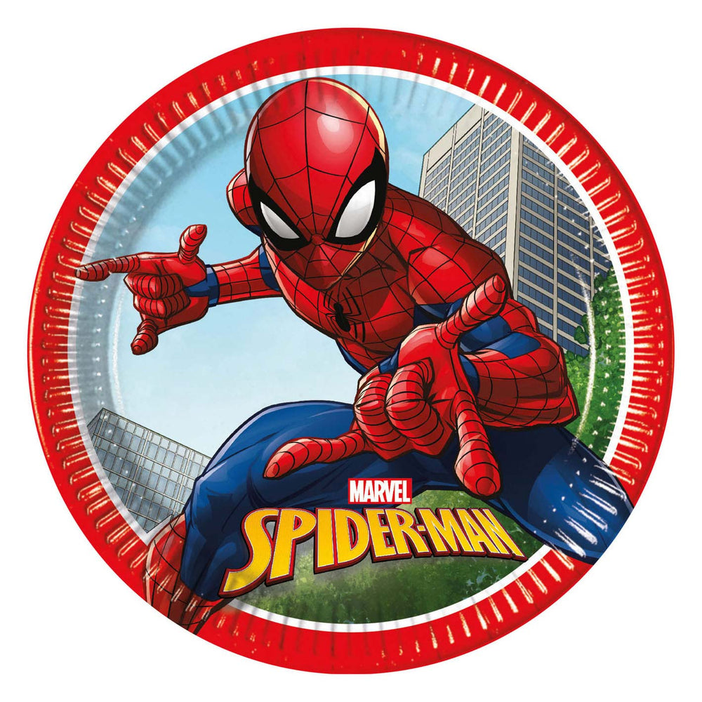 Globos papieren bordjes fsc spider-man crime fighter, 8st.