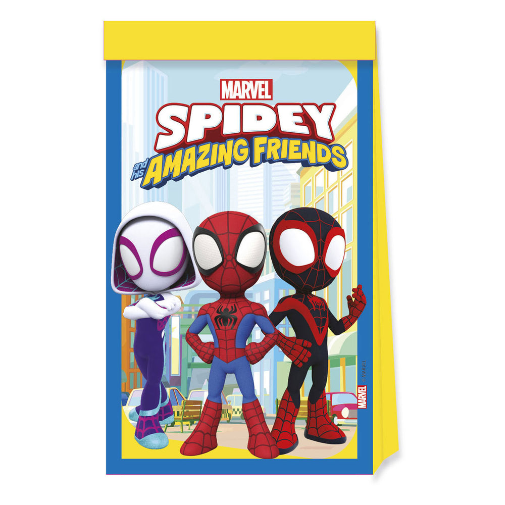 Globos papieren feestzakjes fsc spidey, 4st.
