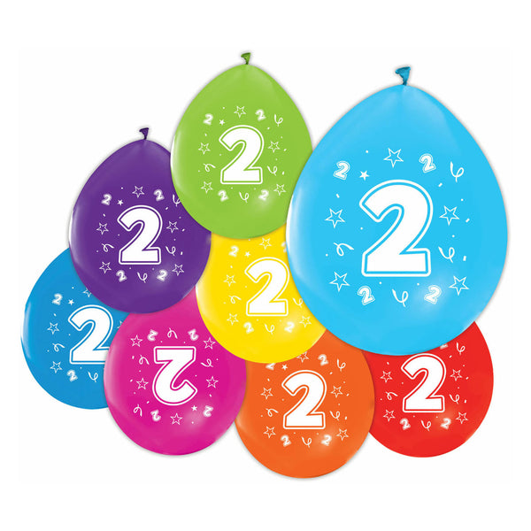 Globos Balloons, double-sided print, number 2, 8 pc.