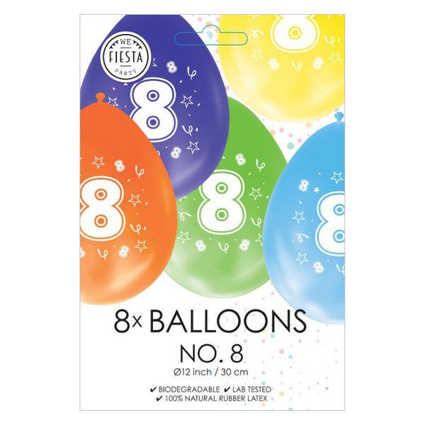 Globos balloons double-sided printed number 8, 8 pcs.