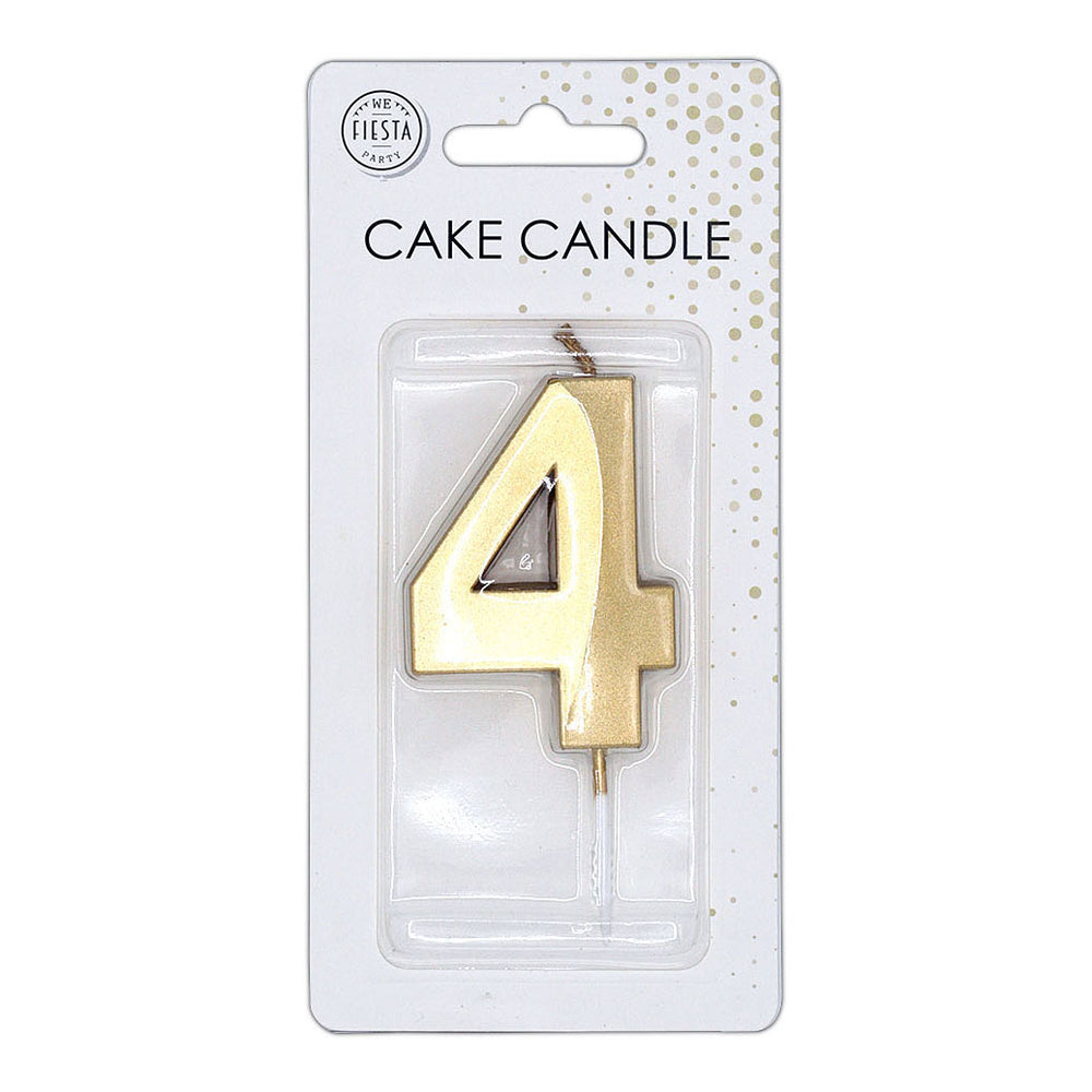 Globos taartkaars 6cm metallic goud no. 4