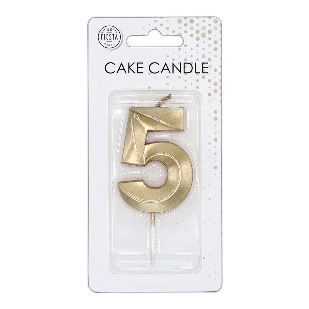 Globos taartkaars 6cm metallic goud no. 5