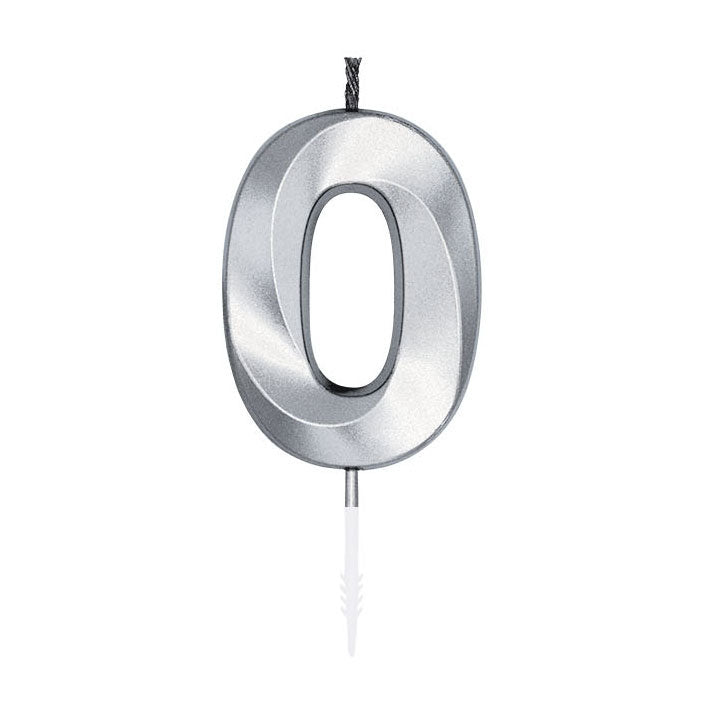 Globos taartkaars 6cm metallic zilver no.0