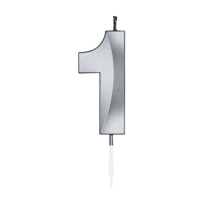 Globos taartkaars 6cm metallic zilver no.1