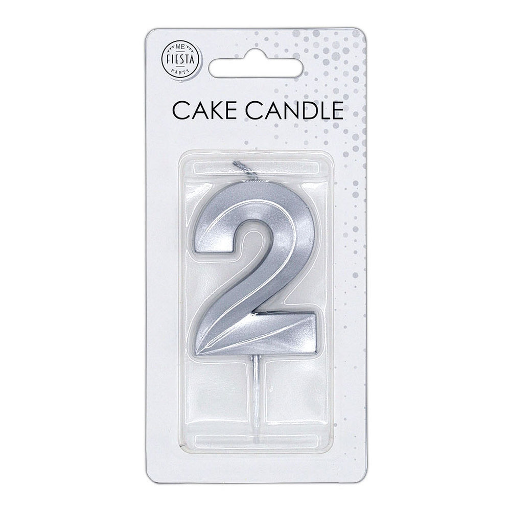 Globos taartkaars 6cm metallic zilver no.2