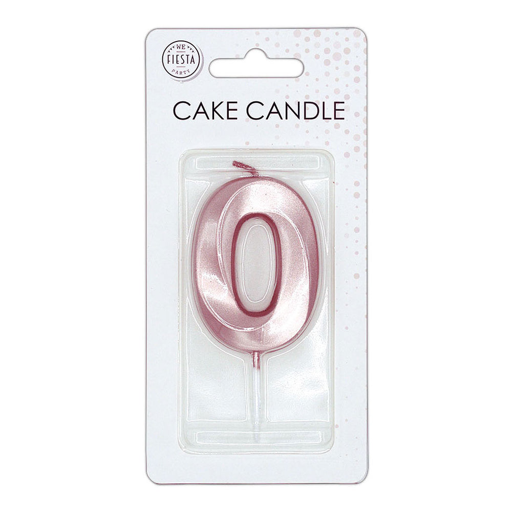 Globos taartkaars 6cm metallic rose goud no. 0