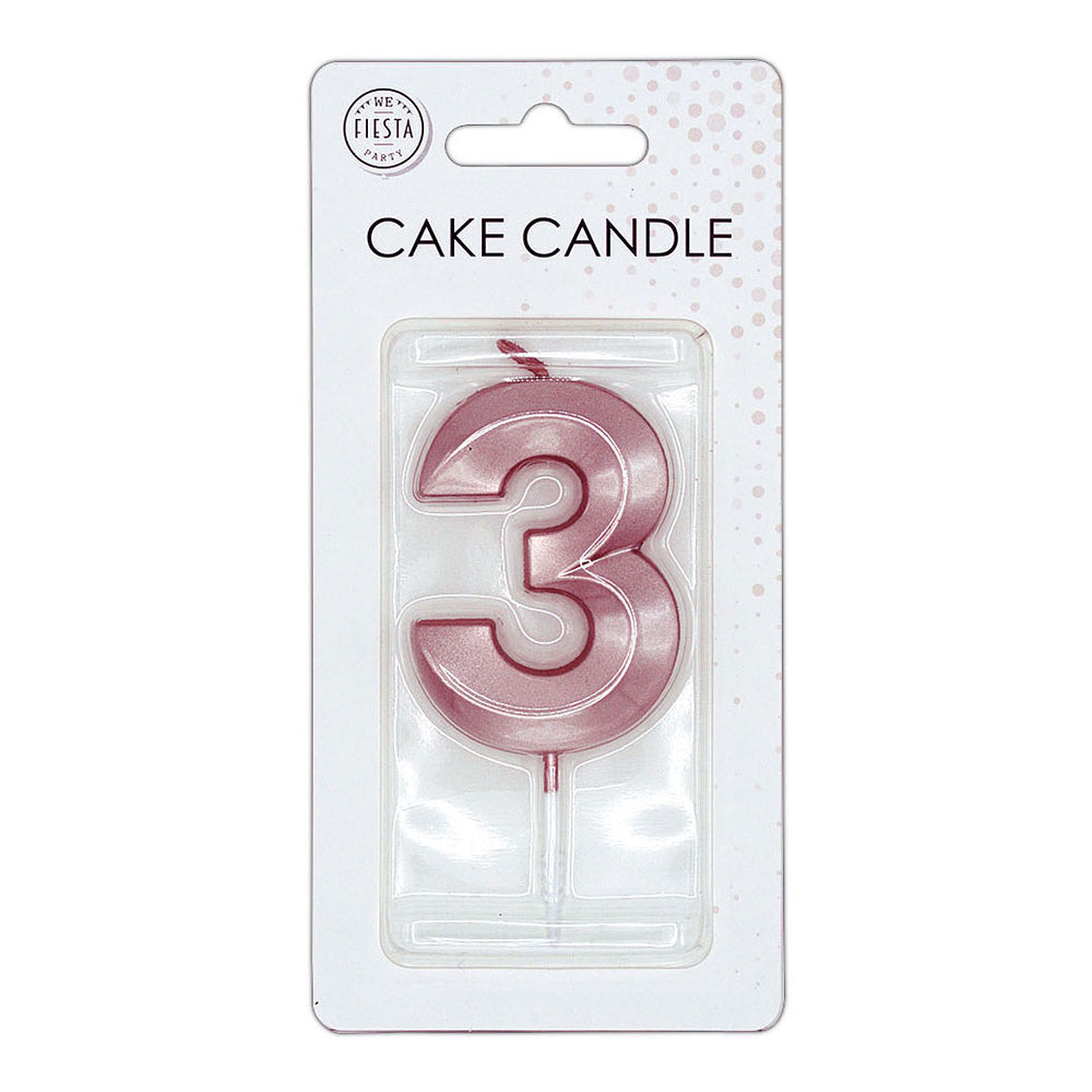 Globos taartkaars 6cm metallic rose goud no. 3