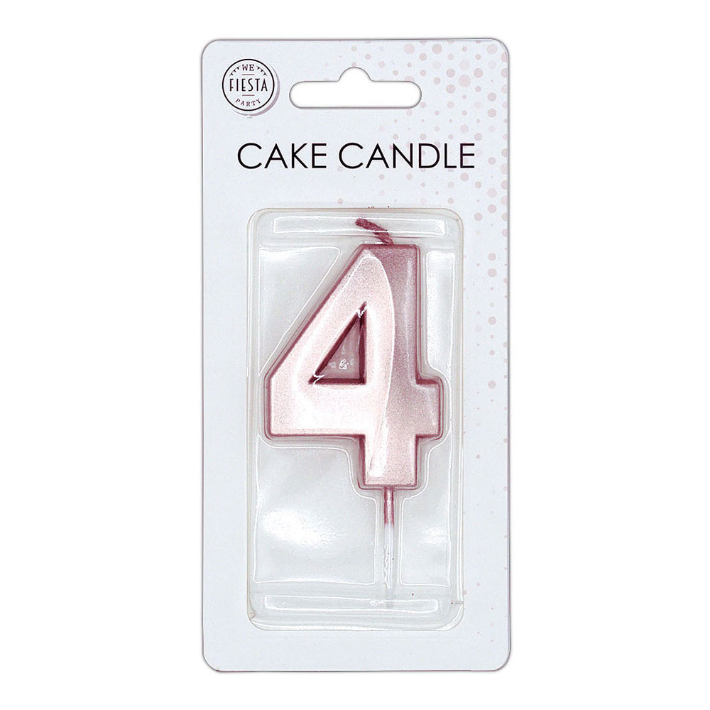 Globos taartkaars 6cm metallic rose goud no. 4