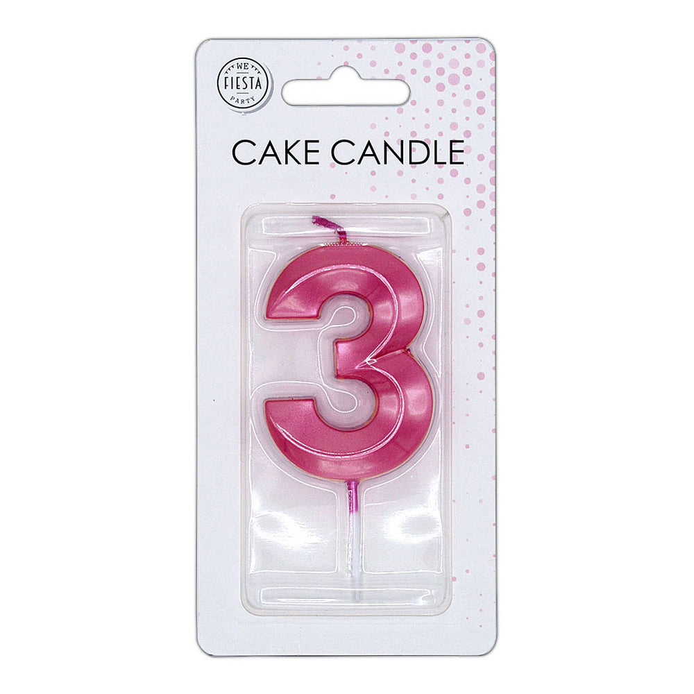 Globos taartkaars 6cm metallic licht roze no. 3