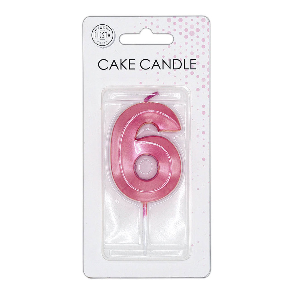 Globos taartkaars 6cm metallic licht roze no. 6