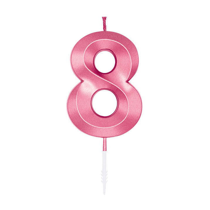 Globos taartkaars 6cm metallic licht roze no. 8