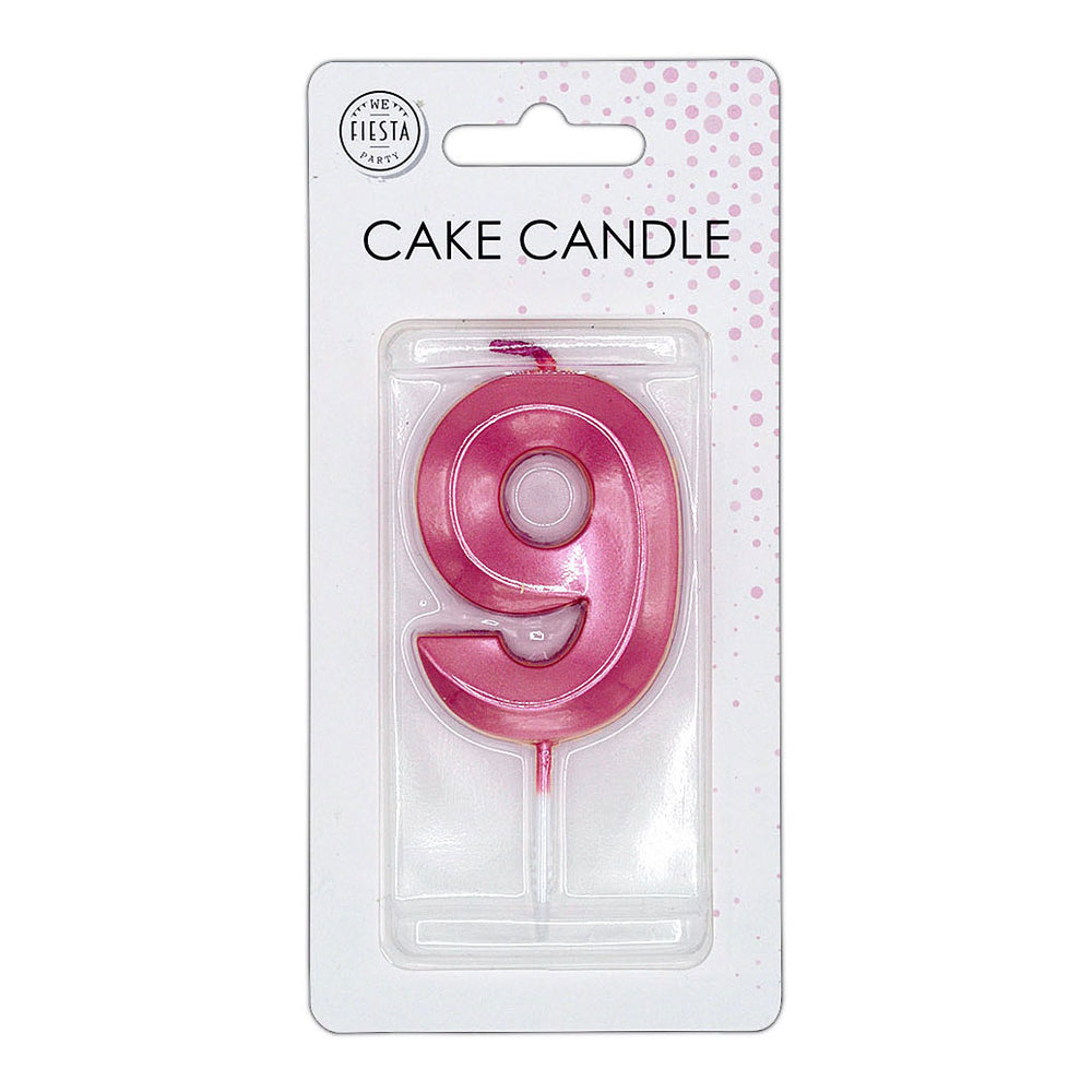 Globos taartkaars 6cm metallic licht roze no. 9