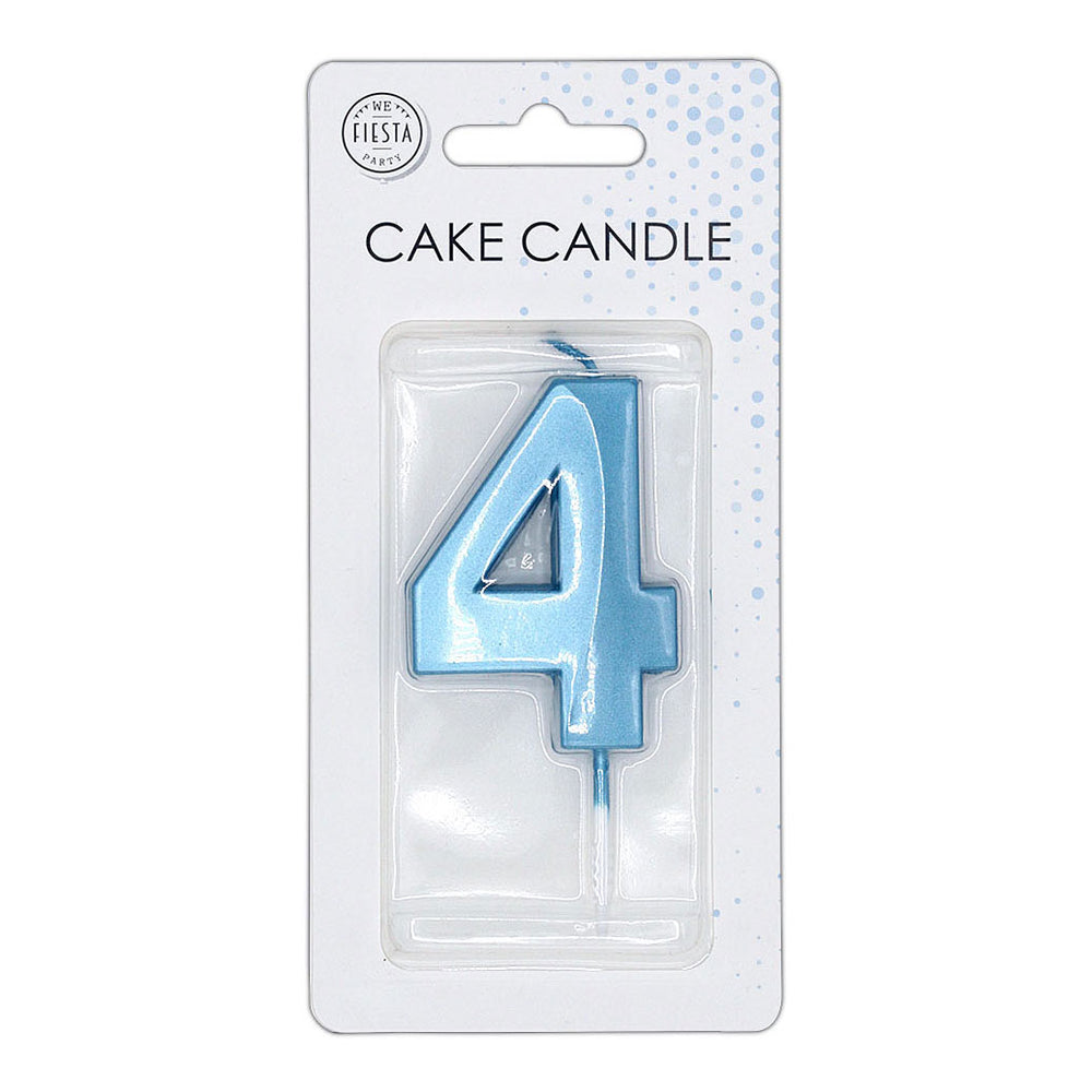 Globos taartkaars 6cm metallic licht blauw no. 4