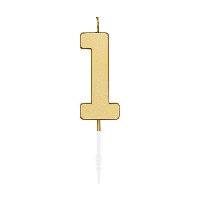 Globos taartkaars 4,5cm metallic goud no. 1