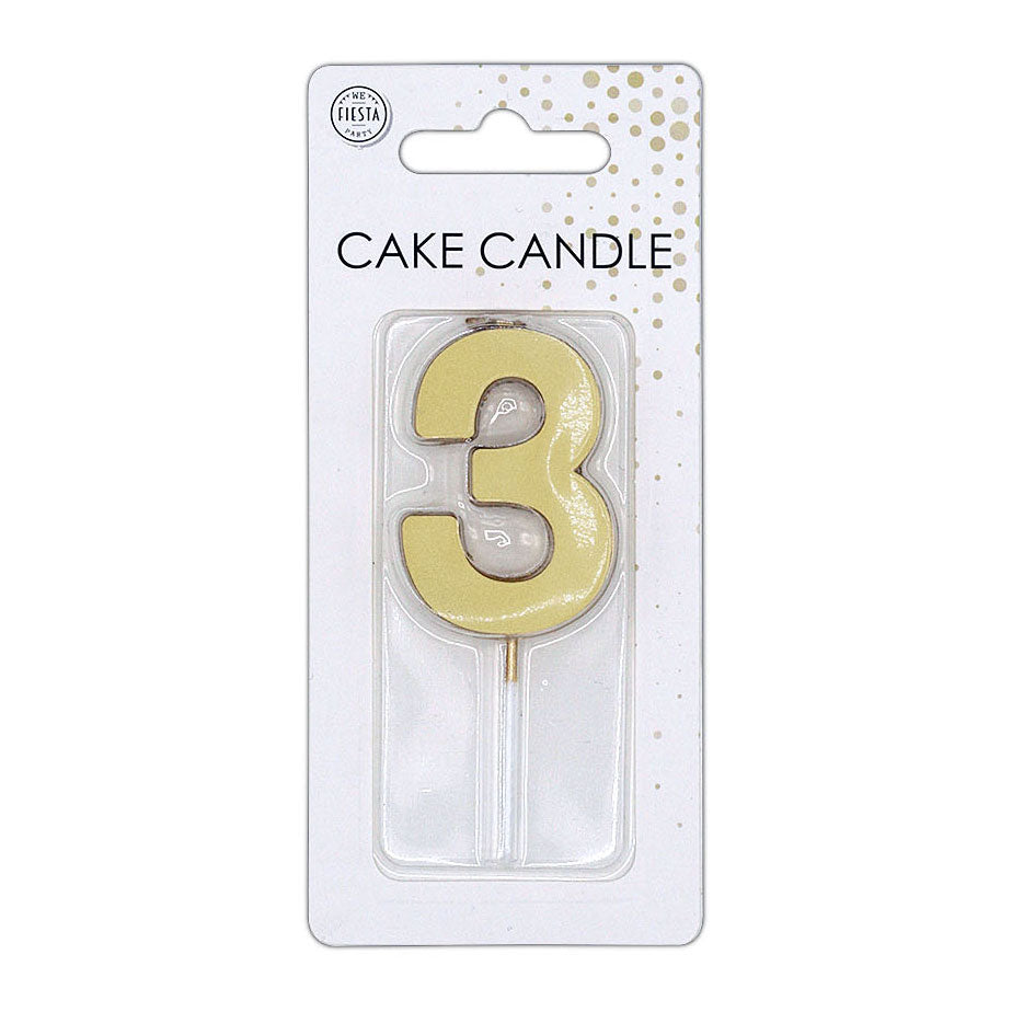 Globos taartkaars 4,5cm metallic goud no. 3