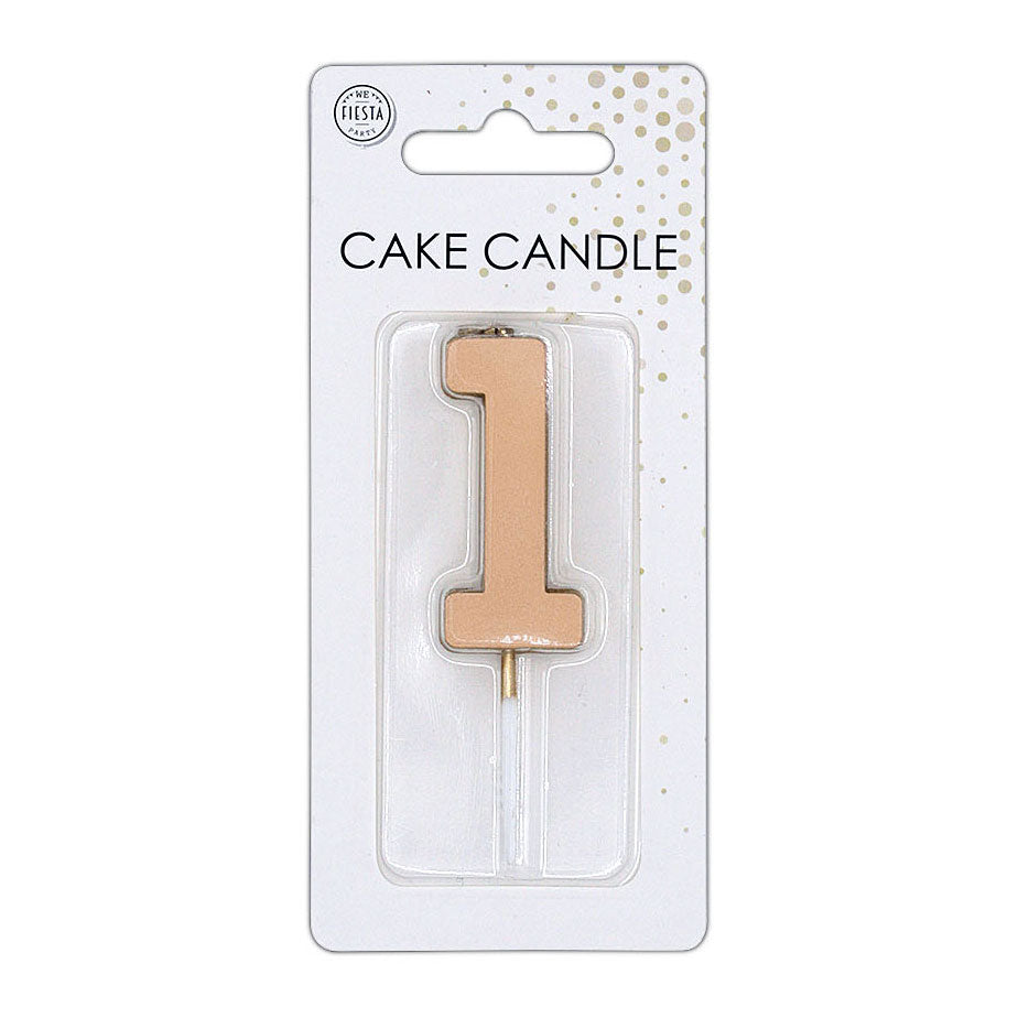 Globos taartkaars 4,5cm metallic rose goud no. 1