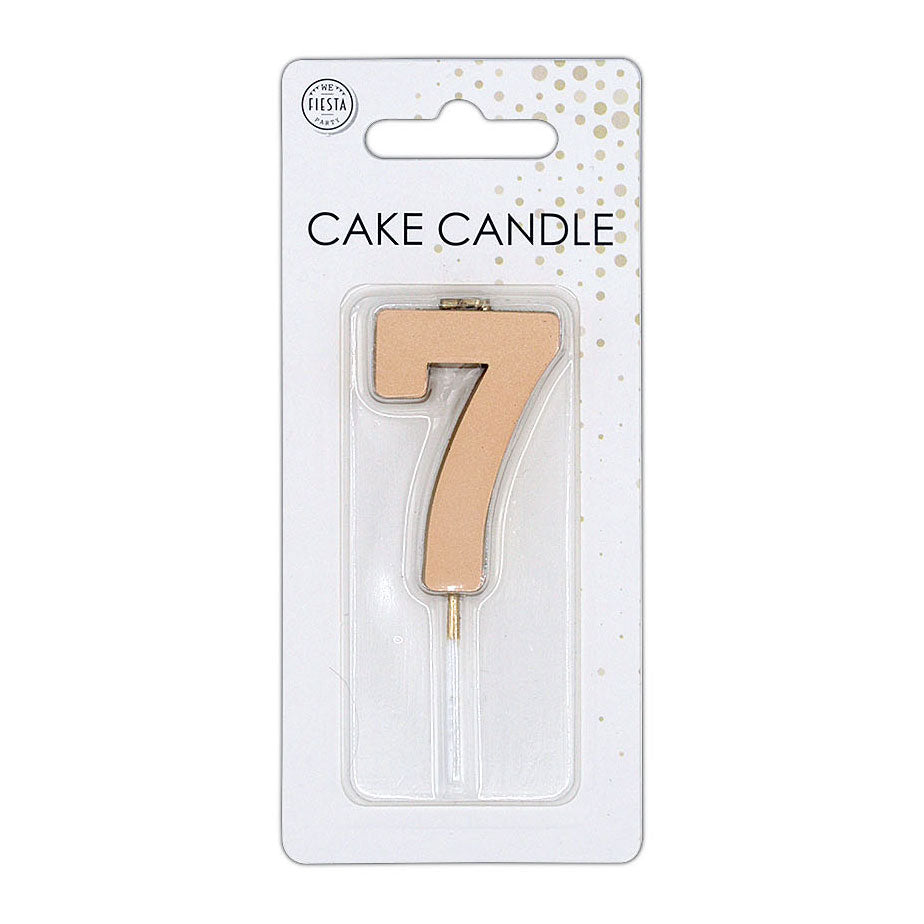 Globos taartkaars 4,5cm metallic rose goud no. 7