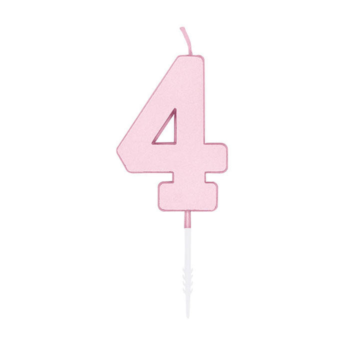 Globos taartkaars 4,5cm pastel roze no. 4