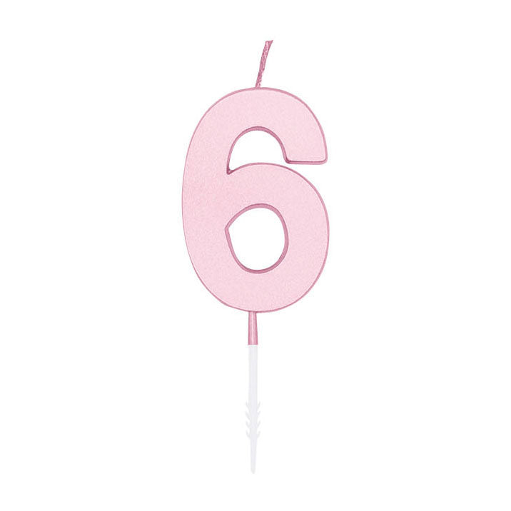 Globos taartkaars 4,5cm pastel roze no. 6