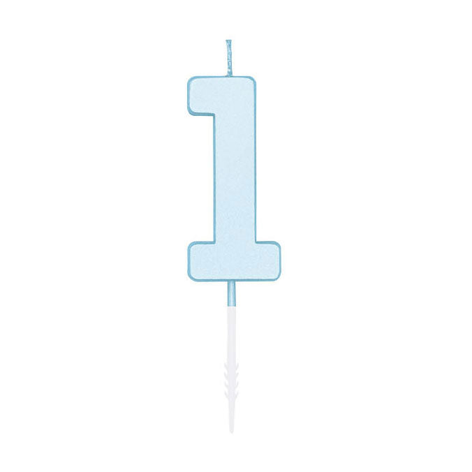 Globos taartkaars 4,5cm pastel blauw no. 1