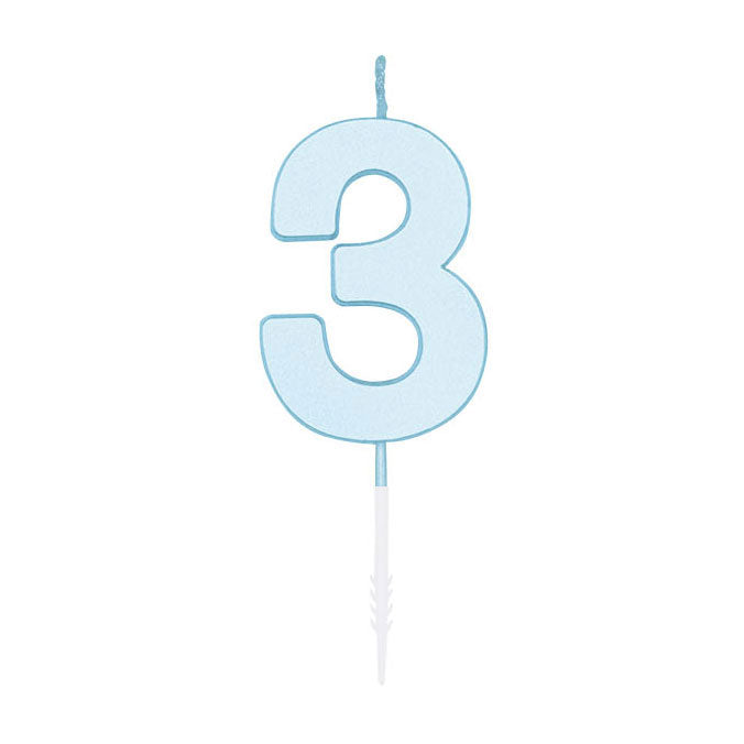 Globos taartkaars 4,5cm pastel blauw no. 3