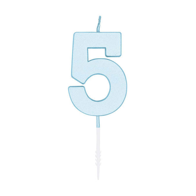 Globos taartkaars 4,5cm pastel blauw no. 5
