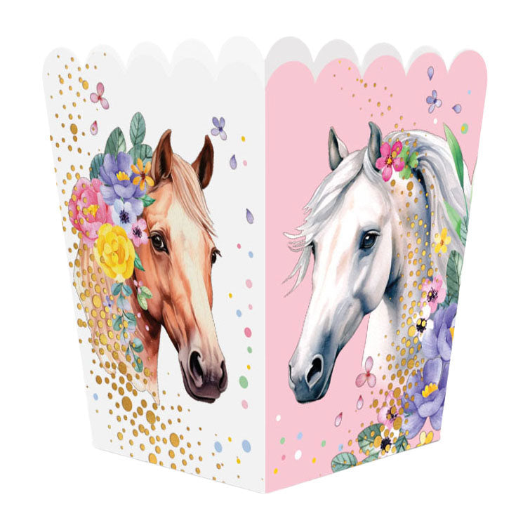Globos papieren snackboxen paarden - 8st.