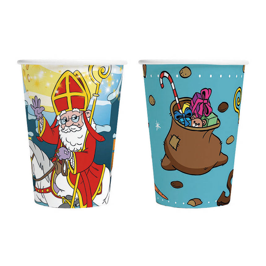 Globos papieren bekers 210ml sinterklaas - 8st.