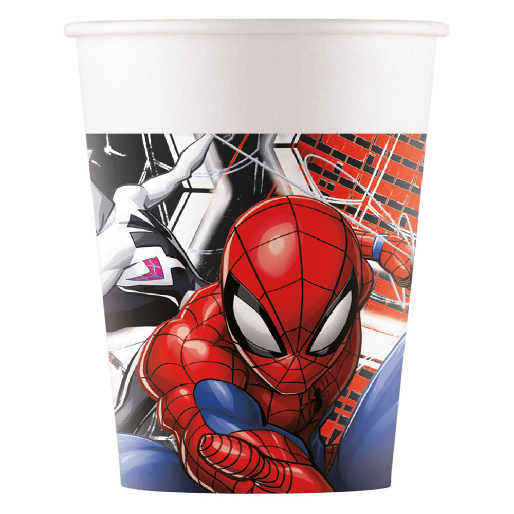 Globos papieren bekers 200ml spiderman world of web - 8st.