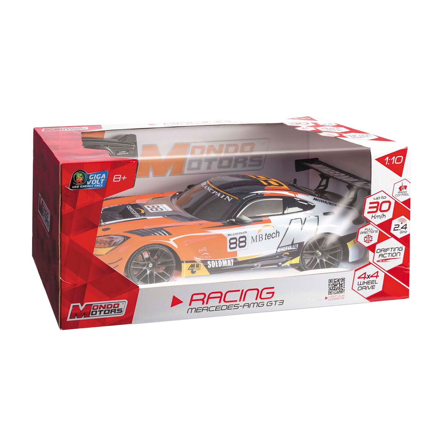 Mondo motoren rc bestuurbare auto - mercedes amg gt 3 drift 22, schaal 1:10