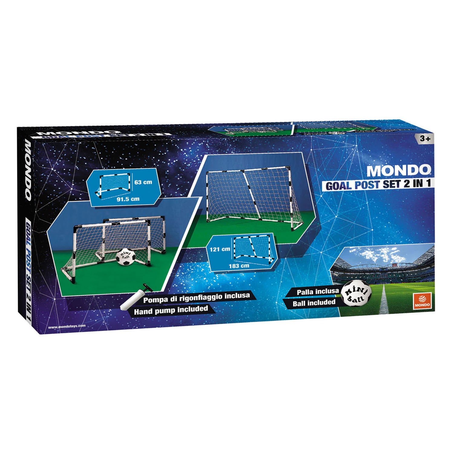Basic mondo voetbalgoal 2 in 1 183 x 121 cm