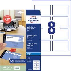 Visitekaartjes avery a4 260 g m² mat wit 25 vellen