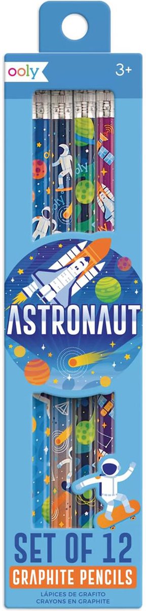 Ooly - astronaut graphite pencils - 12 potloden met ruimtevaart- of astronautenontwerp