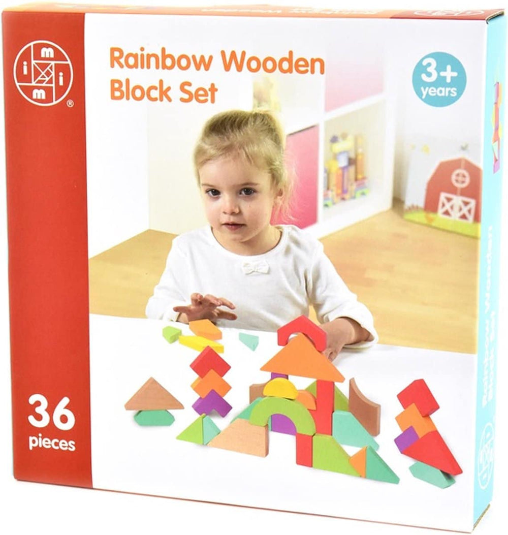 Intro regenboog houten blokkenset met 36 onderdelen