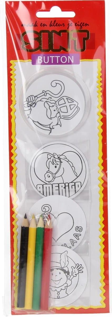 Sinterklaasknoop maken 6 cm doorsnee inclusief kleurpotloodjes