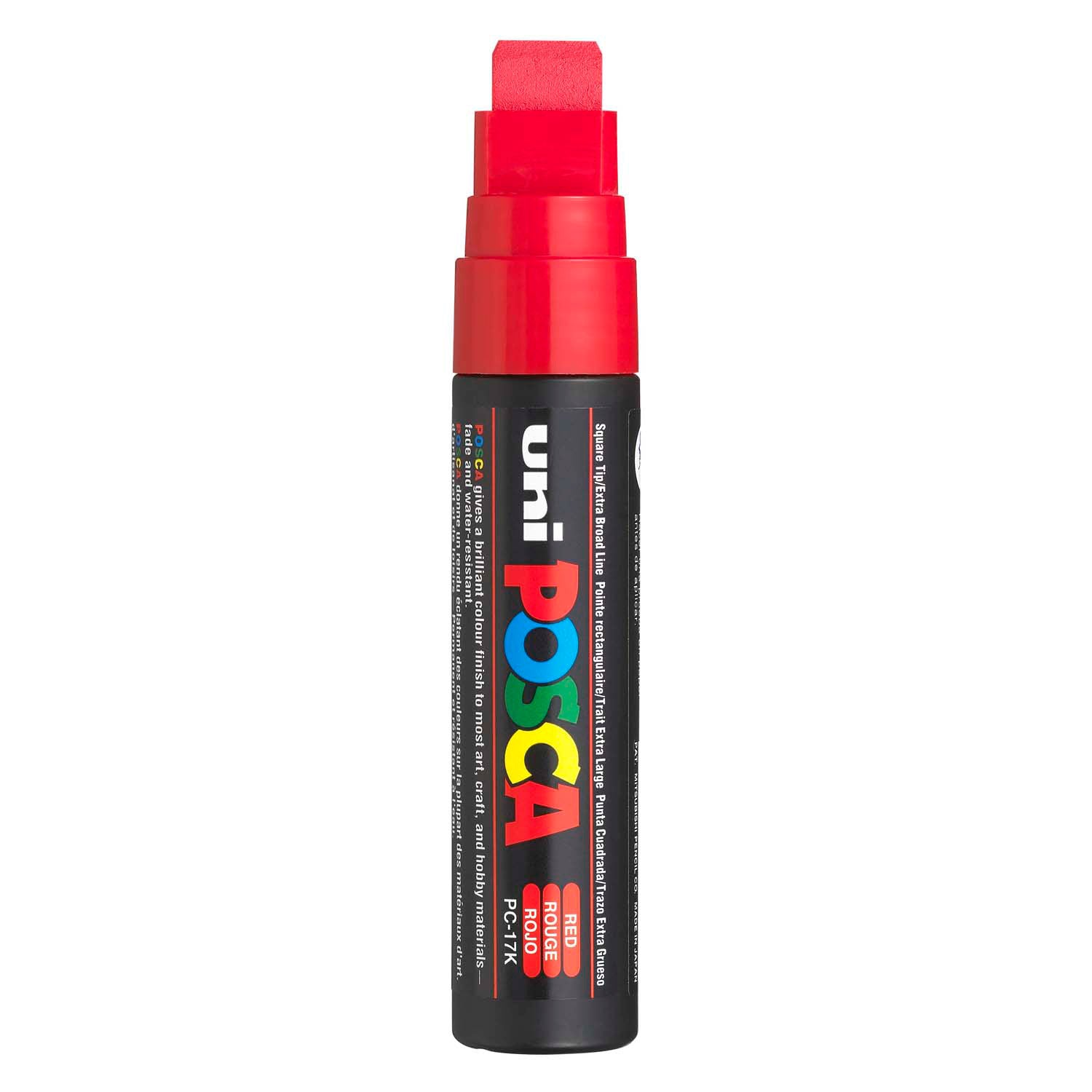 Posca uni verfmarker 17k rood - blokpunt 15mm