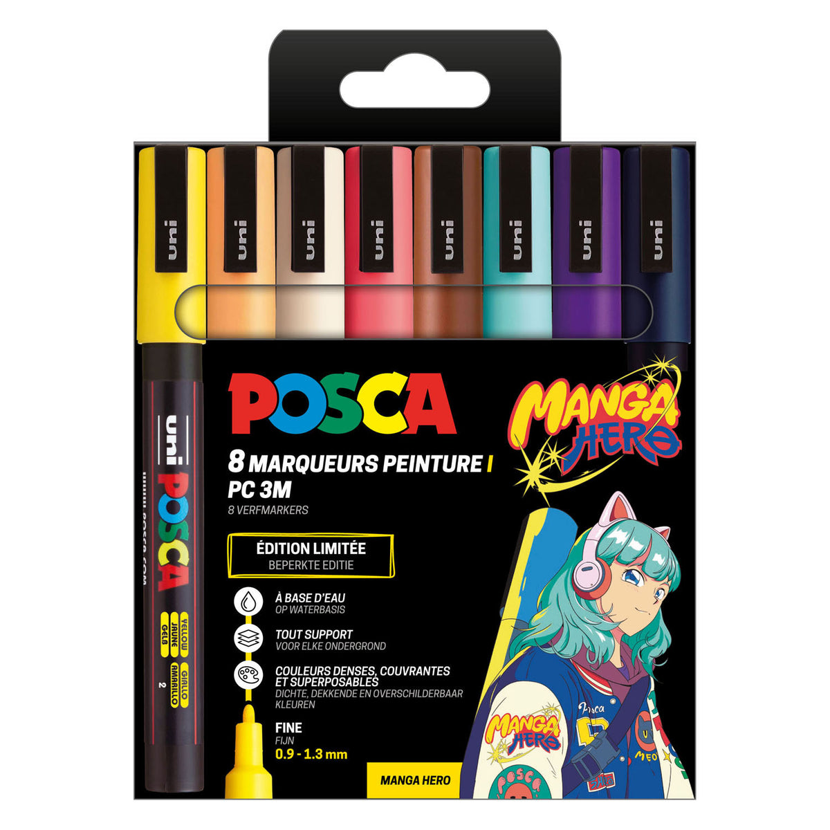 Uni posca markers pc3m set manga hero - 8st.