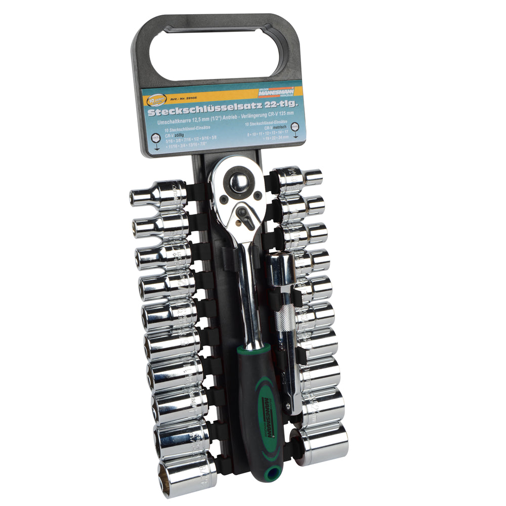 Brüder mannesmann dopsleutelset metrich-inch 22 dlg (hobby) - 29106