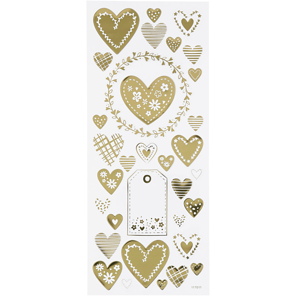 Creative bedrijfsstickers goud harten, 1 vel