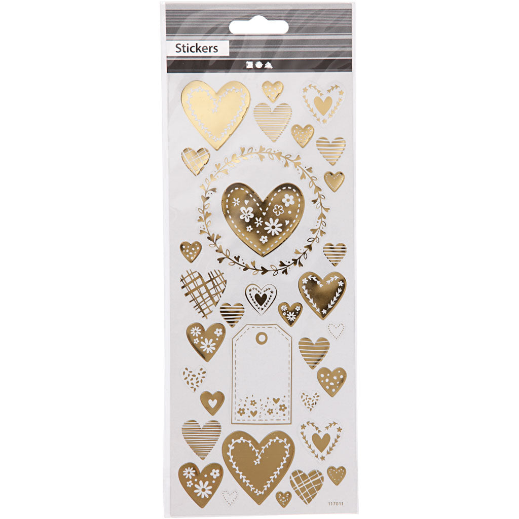 Creative bedrijfsstickers goud harten, 1 vel