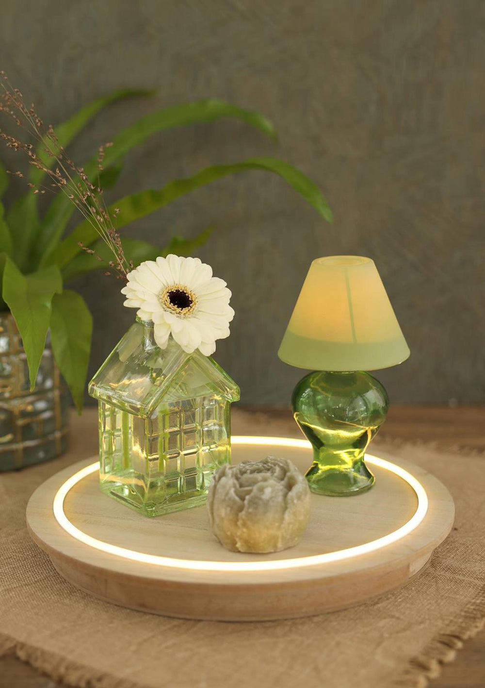 Ideas 4 seasons houten plaat met neonlicht ø28x2,6 cm touch bediening